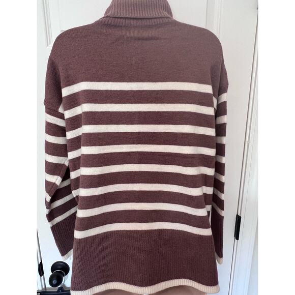 Line & Dot Brown and Cream Striped Turtleneck, Size Small - Picture 5 of 9